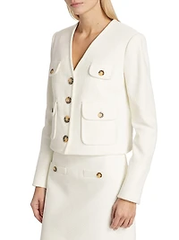 Isola Stretch Cotton-Blend V-Neck Jacket
