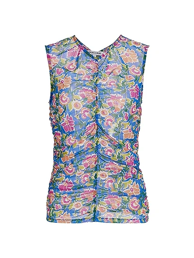 Tazmin Ruched Floral Mesh Top