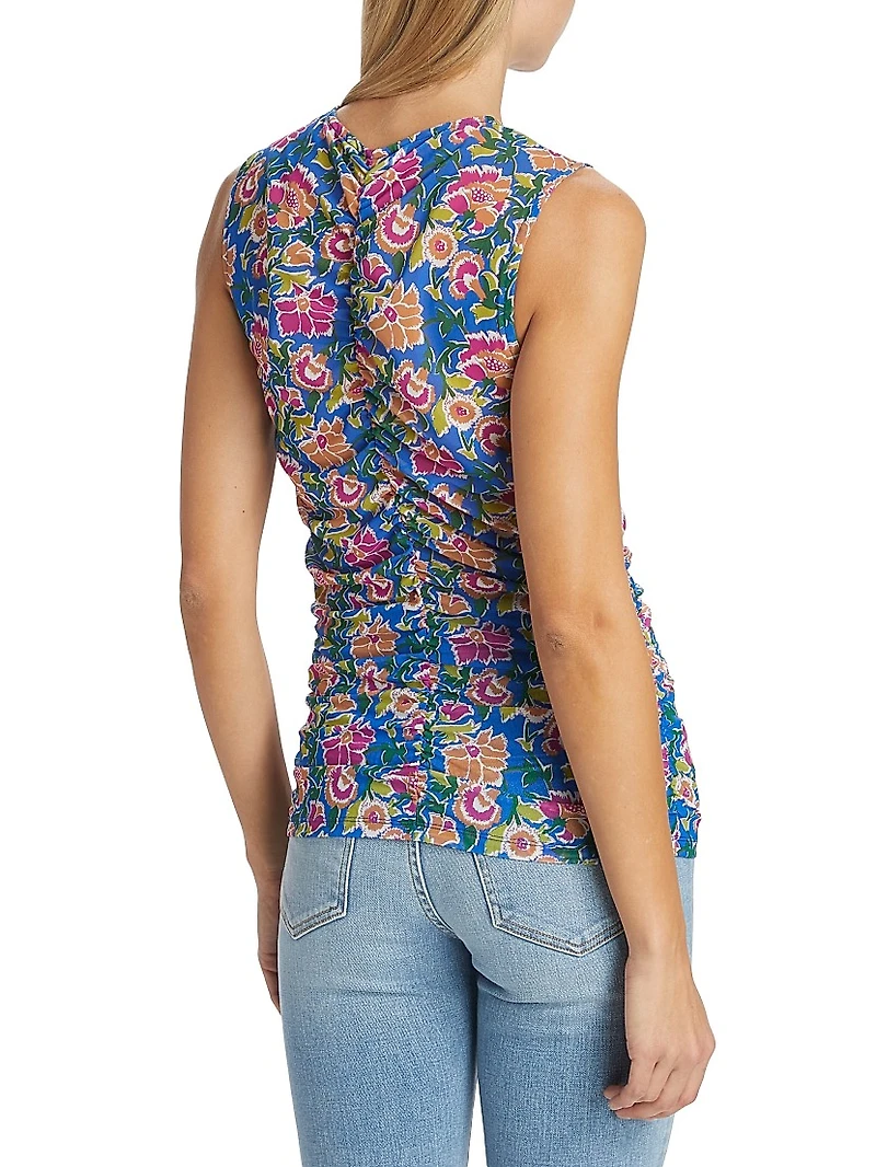 Tazmin Ruched Floral Mesh Top