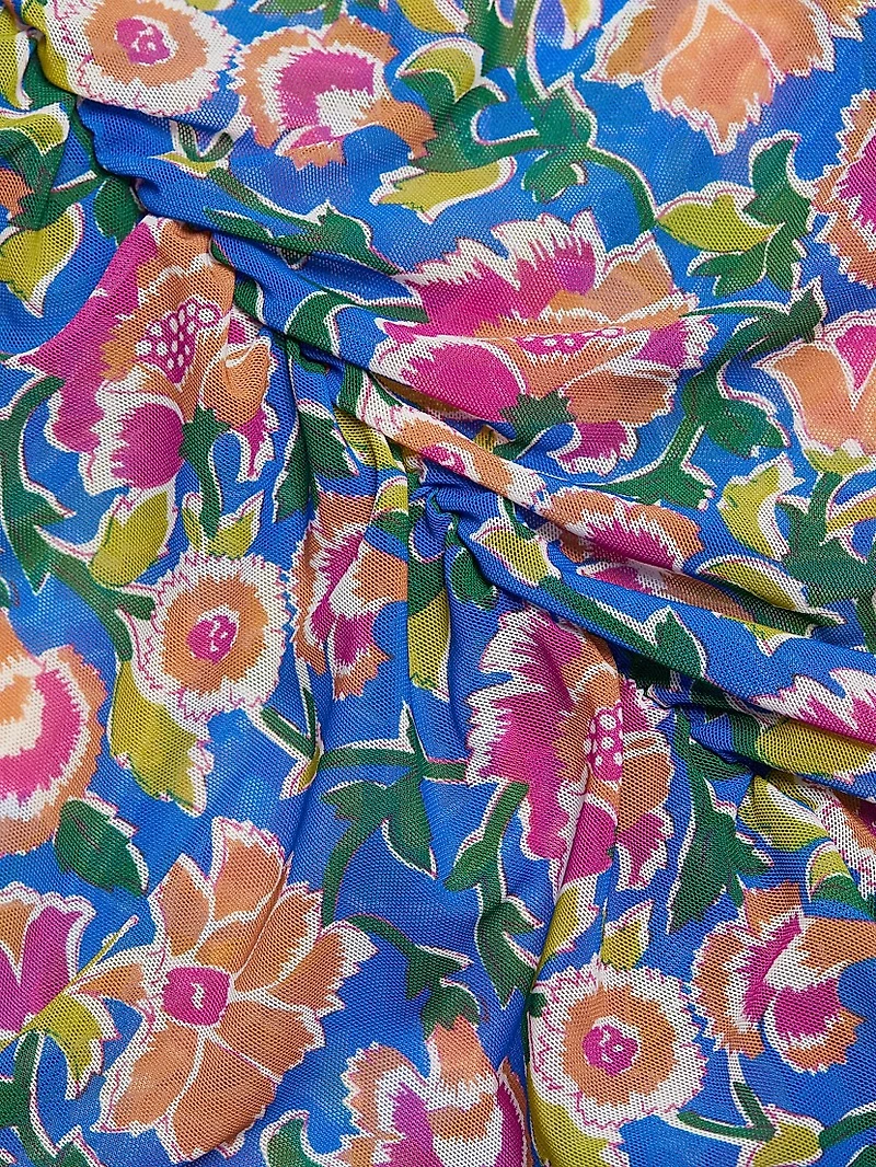 Tazmin Ruched Floral Mesh Top