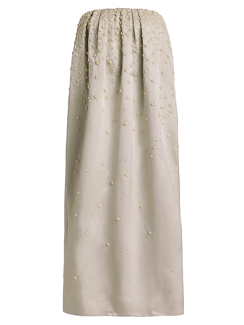 Brynn Strapless Beaded Silk Midi-Dress