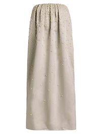 Brynn Strapless Beaded Silk Midi-Dress