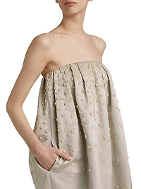 Brynn Strapless Beaded Silk Midi-Dress