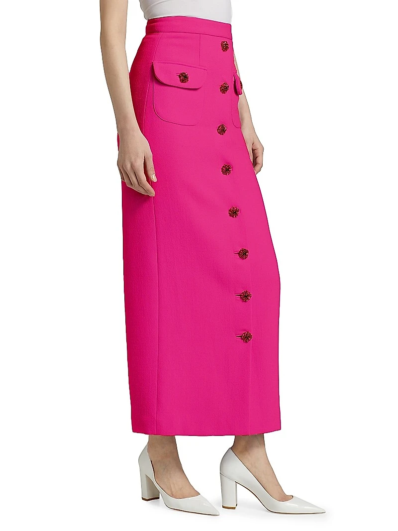 Dakota Wool Crepe Midi-Skirt
