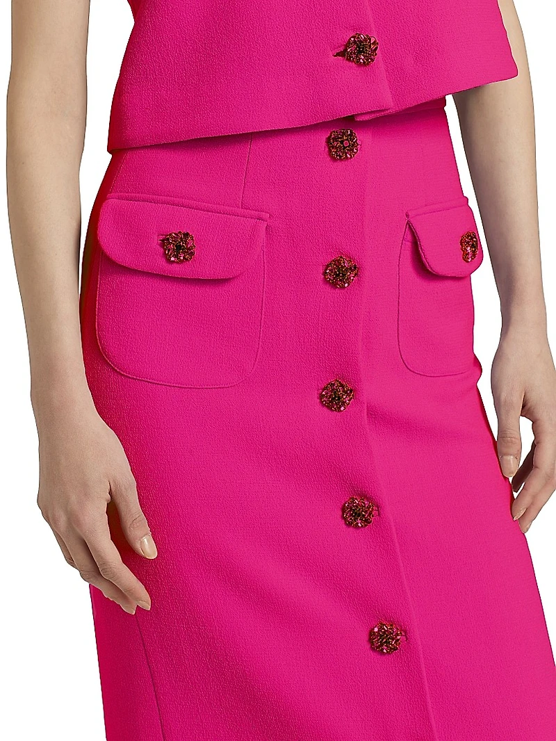 Dakota Wool Crepe Midi-Skirt