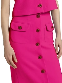 Dakota Wool Crepe Midi-Skirt