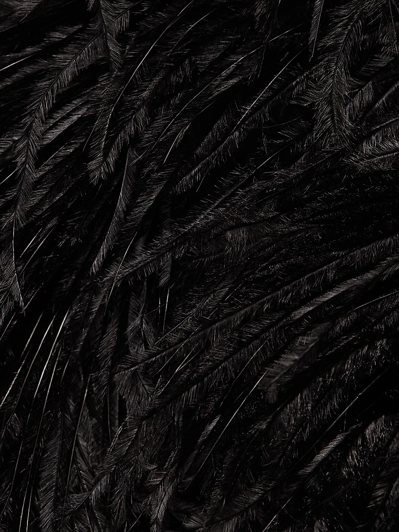 Double-Face Satin Feather-Cuff Minidress