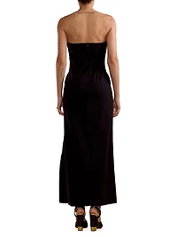 Strapless Satin Midi-Dress