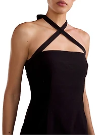 Strapless Satin Midi-Dress