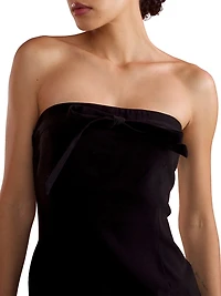 Strapless Satin Midi-Dress