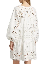 Embroidered Drop-Waist Minidress