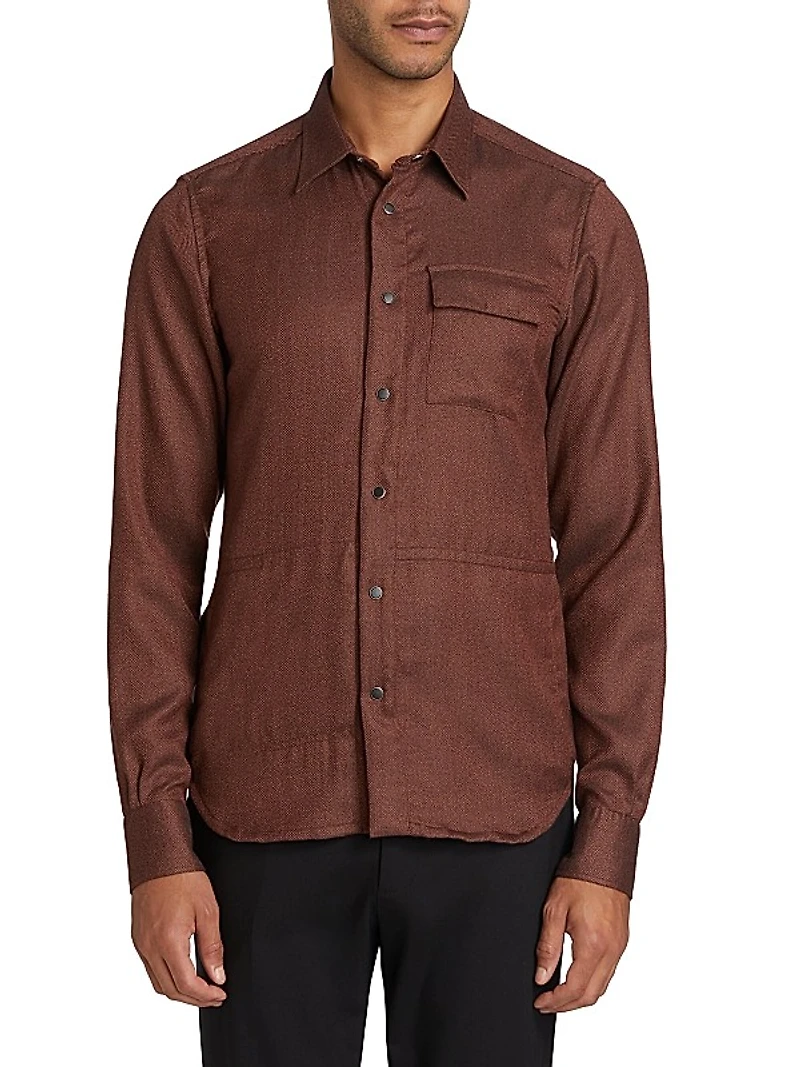 Cashmere-Blend Snap-Front Shirt