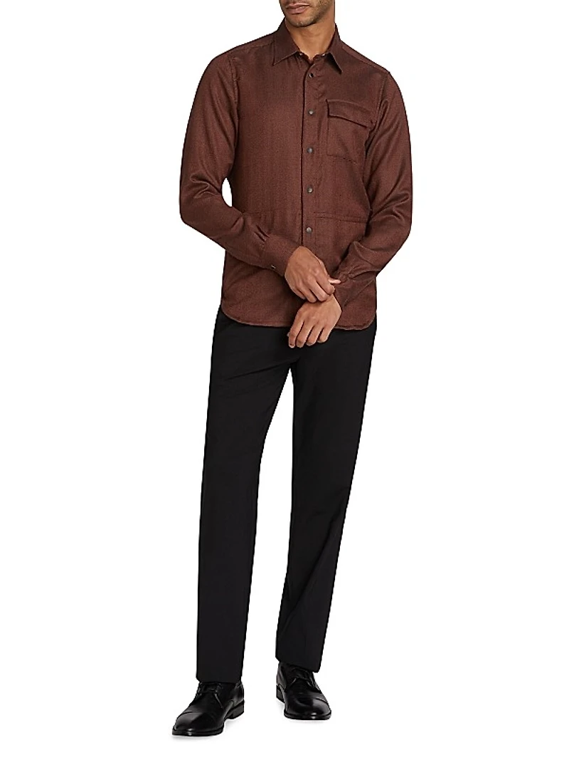 Cashmere-Blend Snap-Front Shirt