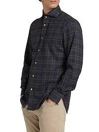 Plaid Cotton Button-Front Shirt