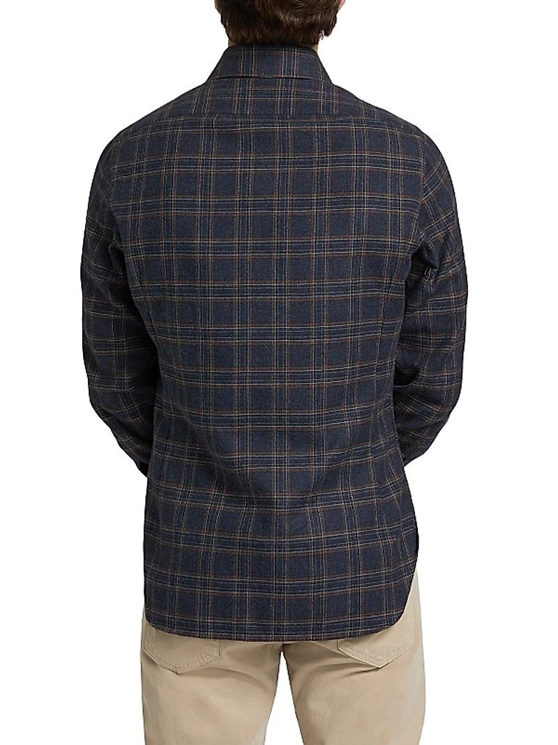 Plaid Cotton Button-Front Shirt