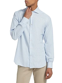 Textured Pinstripe Cotton Shirt