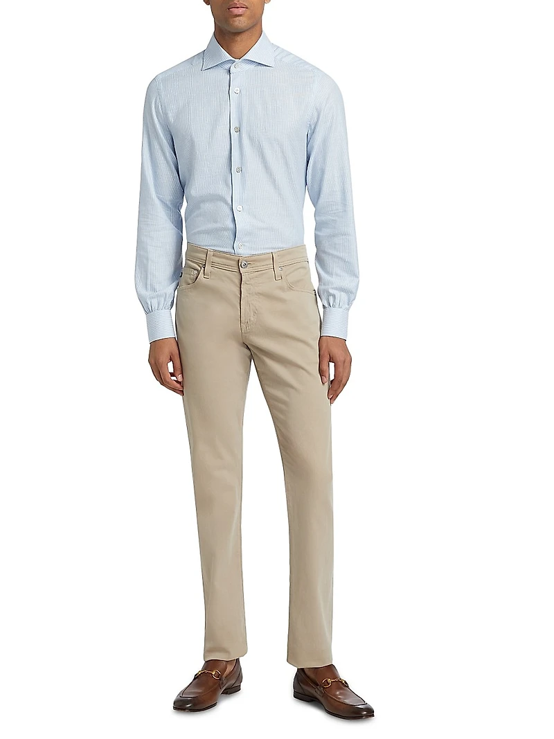 Textured Pinstripe Cotton Shirt