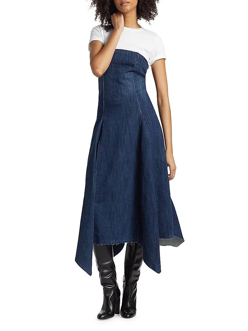 Eliana Denim Strapless Midi-Dress