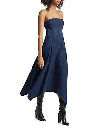 Eliana Denim Strapless Midi-Dress