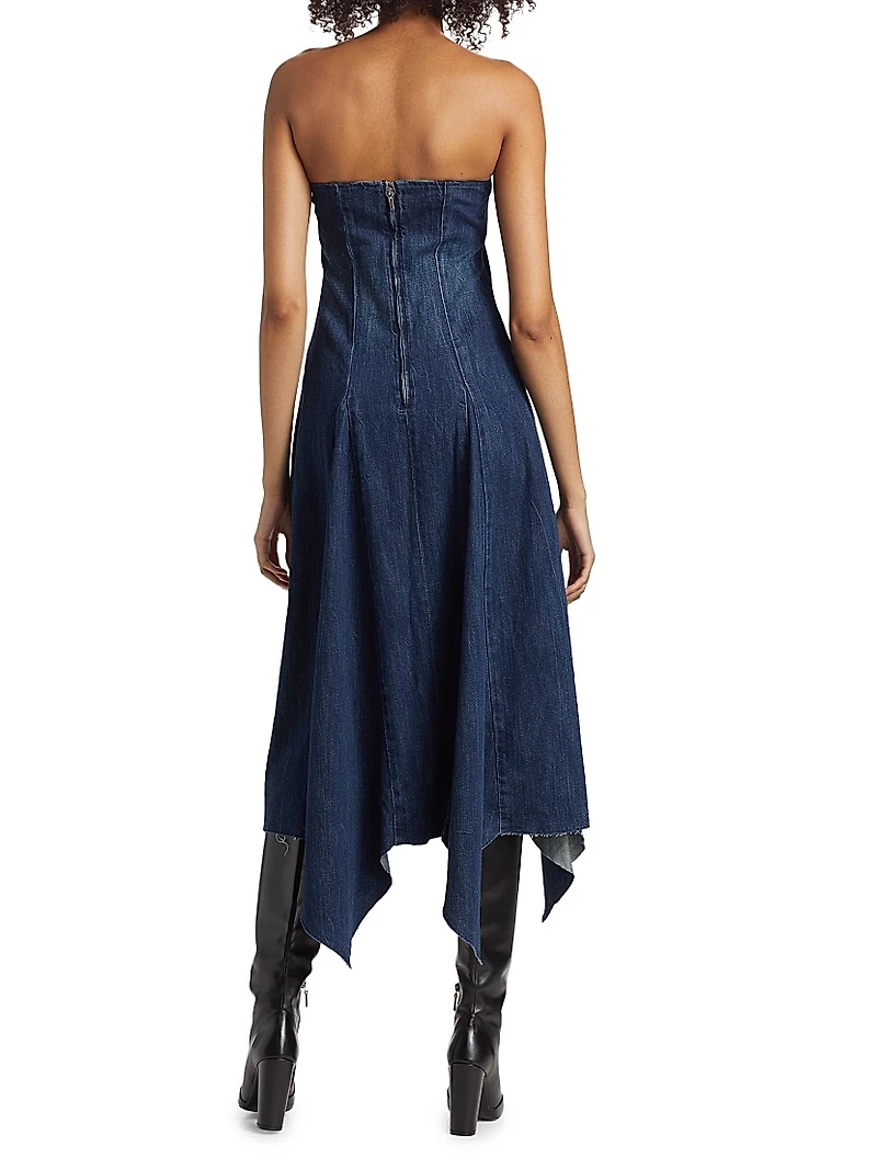 Eliana Denim Strapless Midi-Dress