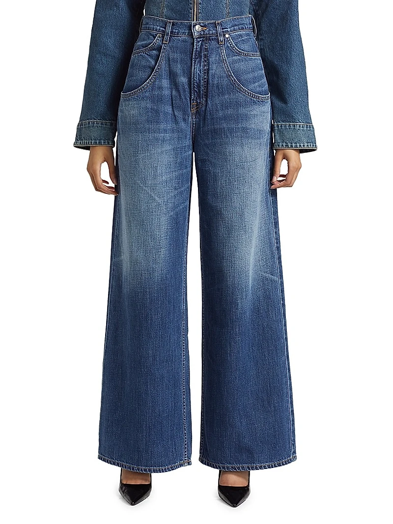 Tasca Mid-Rise Baggy Wide-Leg Jeans