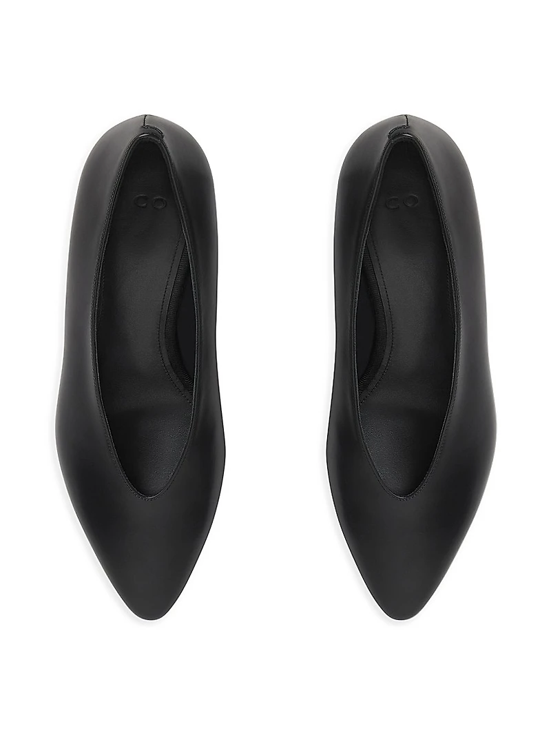 55MM Leather Pointed Ballerina Pumps