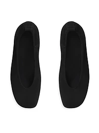 Ruched Square-Toe Suede Ballet Flats