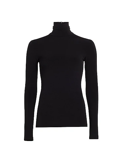 Jersey Long-Sleeve Turtleneck Top