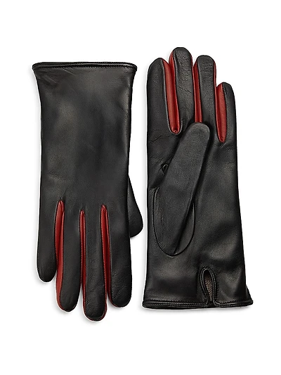 Contrast-Fourchette Leather Gloves