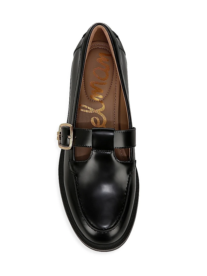 Elaina T-Strap Leather Loafers