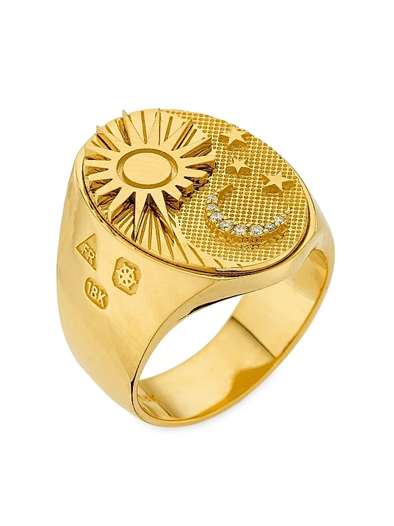 Balance Big Daddy 18K Yellow Gold & 0.04 TCW Diamond Signet Ring