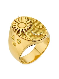 Balance Big Daddy 18K Yellow Gold & 0.04 TCW Diamond Signet Ring