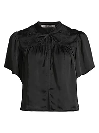 Astrid Satin Embroidered Crop Top