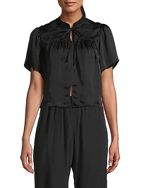 Astrid Satin Embroidered Crop Top