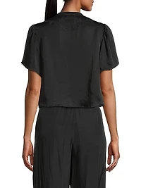 Astrid Satin Embroidered Crop Top