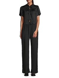 Astrid Satin Embroidered Crop Top