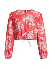 Aleka Floral Long-Sleeve Crop Top