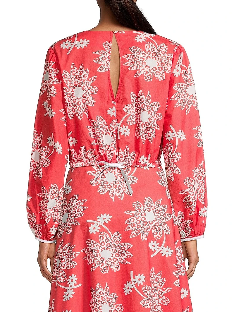 Aleka Floral Long-Sleeve Crop Top