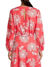 Aleka Floral Long-Sleeve Crop Top