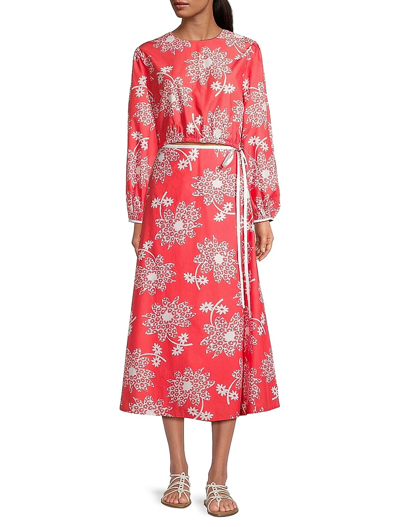 Aleka Floral Long-Sleeve Crop Top