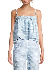 Cosetta Geometric Cotton-Linen Top