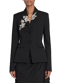 Embroidered Wool Blazer