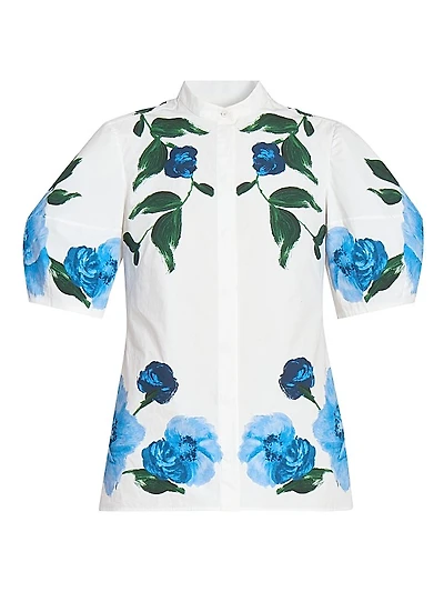 Floral Puff-Sleeve Blouse