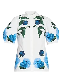 Floral Puff-Sleeve Blouse