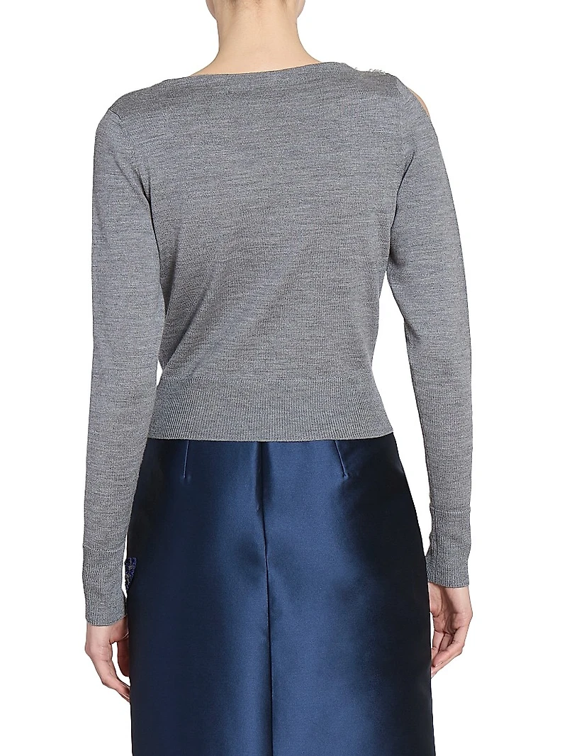 Drape Embellished Wool Top