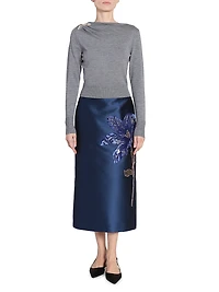 Drape Embellished Wool Top