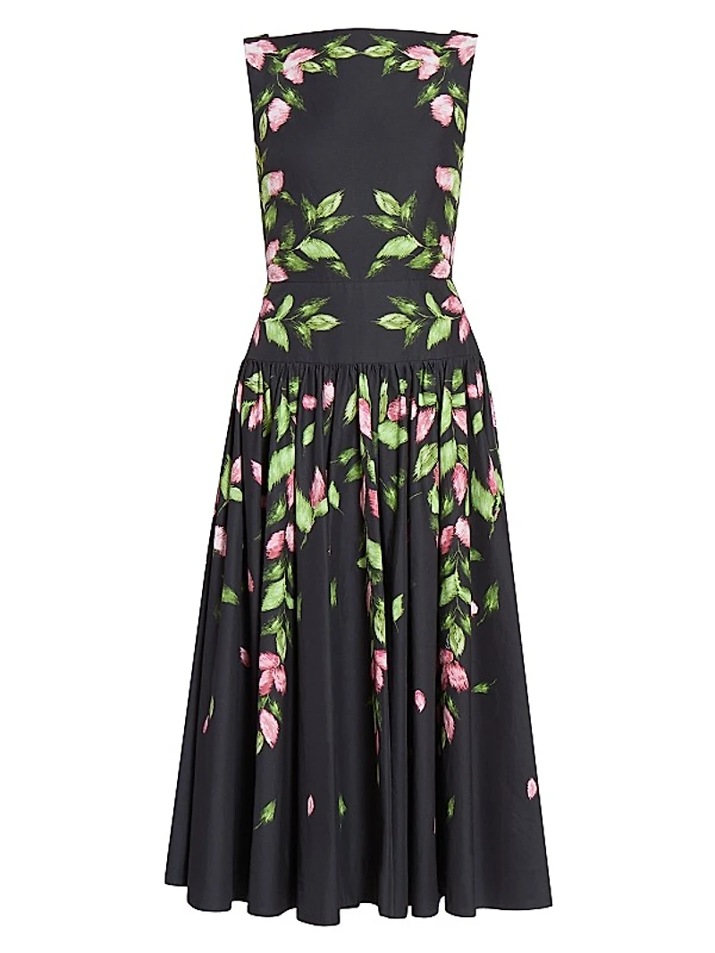 Floral Drop-Waist Midi-Dress