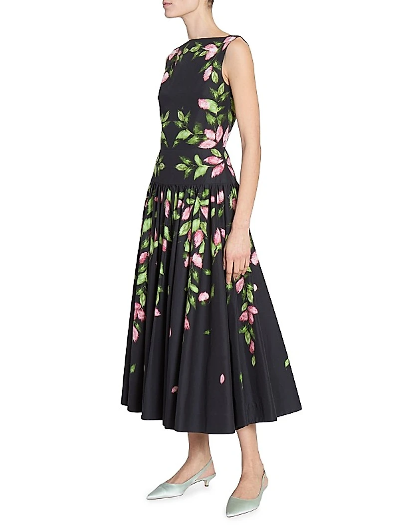 Floral Drop-Waist Midi-Dress