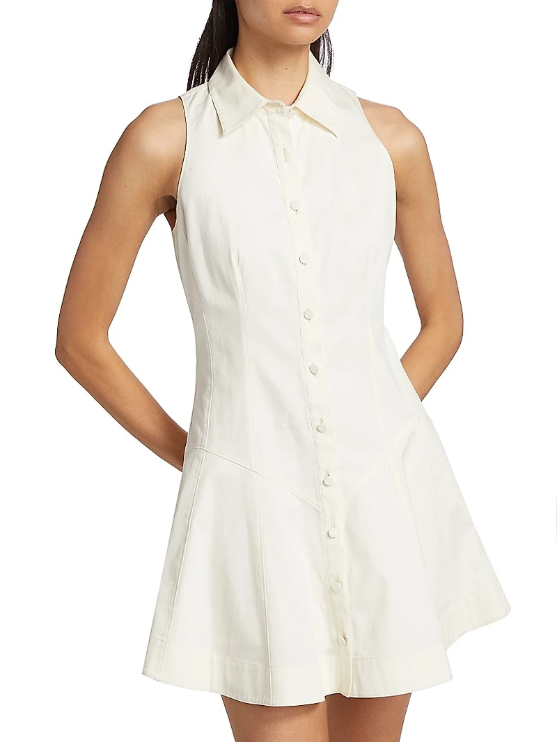 Poppy Stretch-Cotton Seamed Mini-Shirtdress