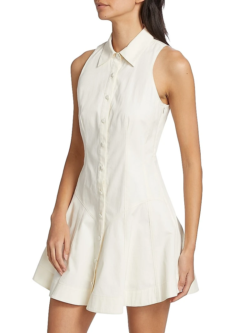 Poppy Stretch-Cotton Seamed Mini-Shirtdress